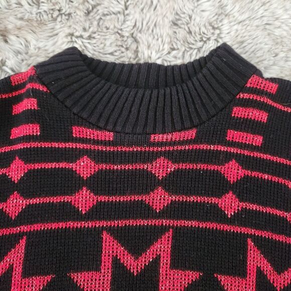 Ellen D Kollection Vintage Geometric Pattern Knit Sweater Red & Black Size Small - Picture 3 of 9